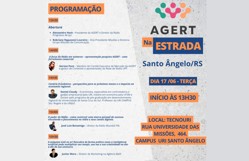 AGERT na ESTRADA – Santo Ângelo - 17/06, às 13h30