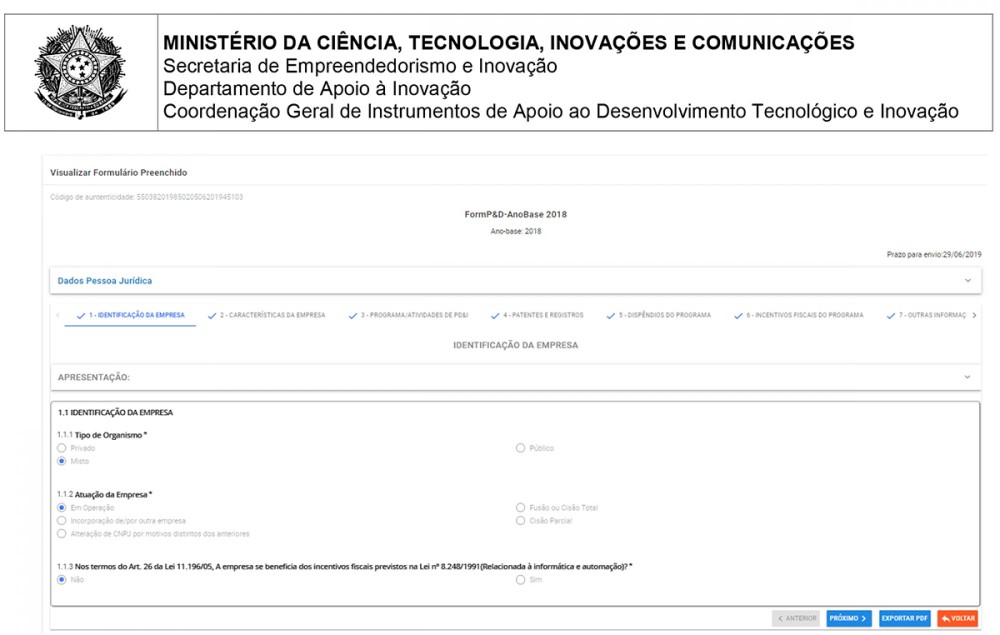Ministério lança novo formulário para empresas beneficiárias da Lei do Bem