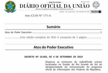 SindiRádio e Agert conseguiram dispensa de transmissão da Voz do Brasil às emissoras gaúchas na noite de jogos da dupla GreNal, na última quarta-feira